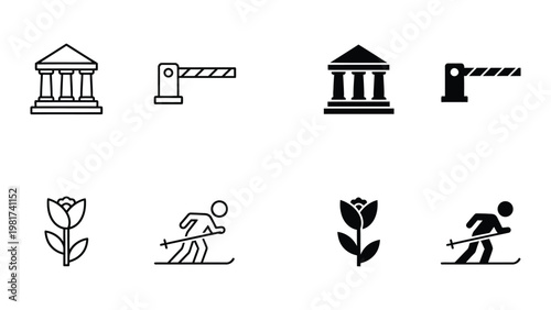 Contrasting symbols of classical heritage and modern restrictions paired with nature and labor