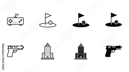 Contrasting icons representing gaming and urban life with a touch of danger