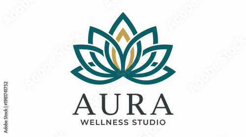 This image features a serene and elegant lotus logo representing a wellness studio, highlighting inner peace, beauty, and holistic healing in its design.