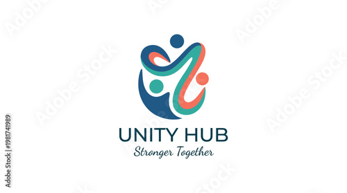 This logo features interconnected figures symbolizing unity and collaboration, making it a great representation for community-focused organizations and groups.