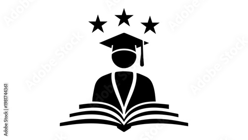 Minimalist Education Graduate and Open Book Icon