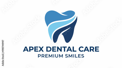 This modern logo represents Apex Dental Care, showcasing a tooth symbol that embodies premium dental services and a commitment to excellent oral health for clients.