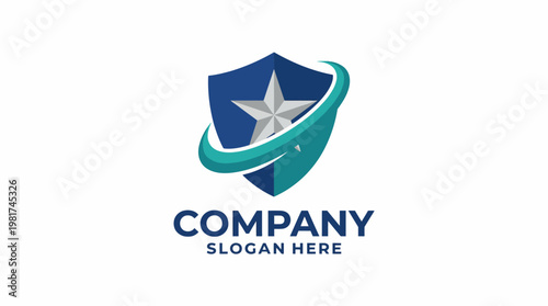 A powerful shield logo design featuring a star and enclosing elements, conveying trust, integrity, and professionalism, ideal for businesses focused on security and reliability.