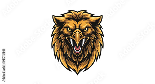 Bild auf Leinwand Aggressive Lion Head Illustration Design.