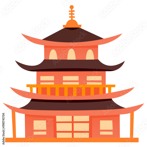 vector illustration of a japanese temple