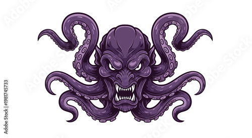 Cthulhu Monster Head with Tentacles.