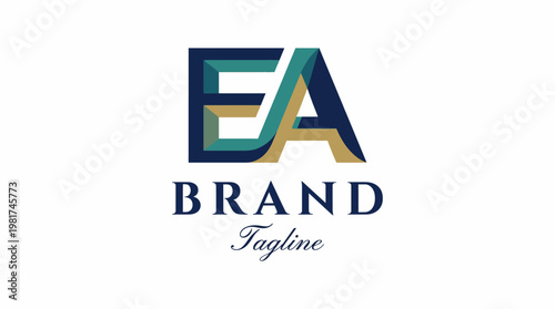 This image displays a modern and elegant logo design for a brand, featuring bold colors and a unique geometric structure that stands out prominently.