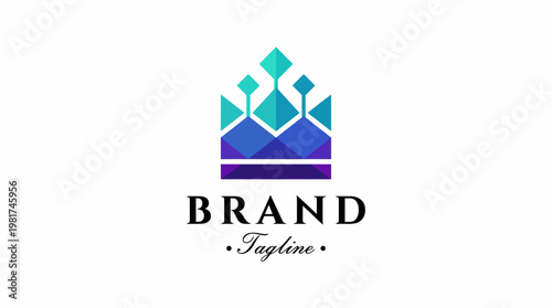 This sophisticated logo design showcases a stylized crown motif, symbolizing elegance and leadership, ideal for premium brands seeking a strong visual identity.