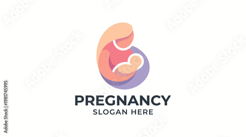 This logo design visually represents pregnancy through a stylized embrace, symbolizing motherhood and the bond between parent and child.