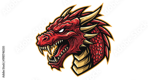 Red Dragon Head Illustration Graphic Design.