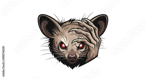 Stressed Cat with Hand on Forehead.