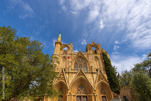 Exterior view to Lala Mustafa Pasa mosque. Formerly St. Nicholas Cathedral in the old town of Famagusta, Northern Cyprus