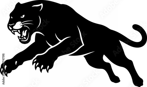 Black Panther Silhouette in Motion Running.