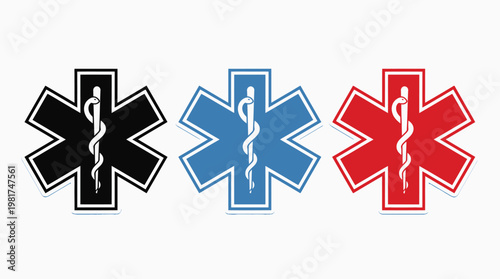 Star of life symbol in black blue and red a representation of emergency medical services and healthcare