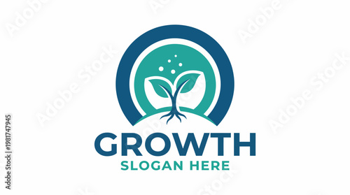 This image features a modern logo design emphasizing growth, with a tree element symbolizing sustainable development and prosperity for businesses and organizations.