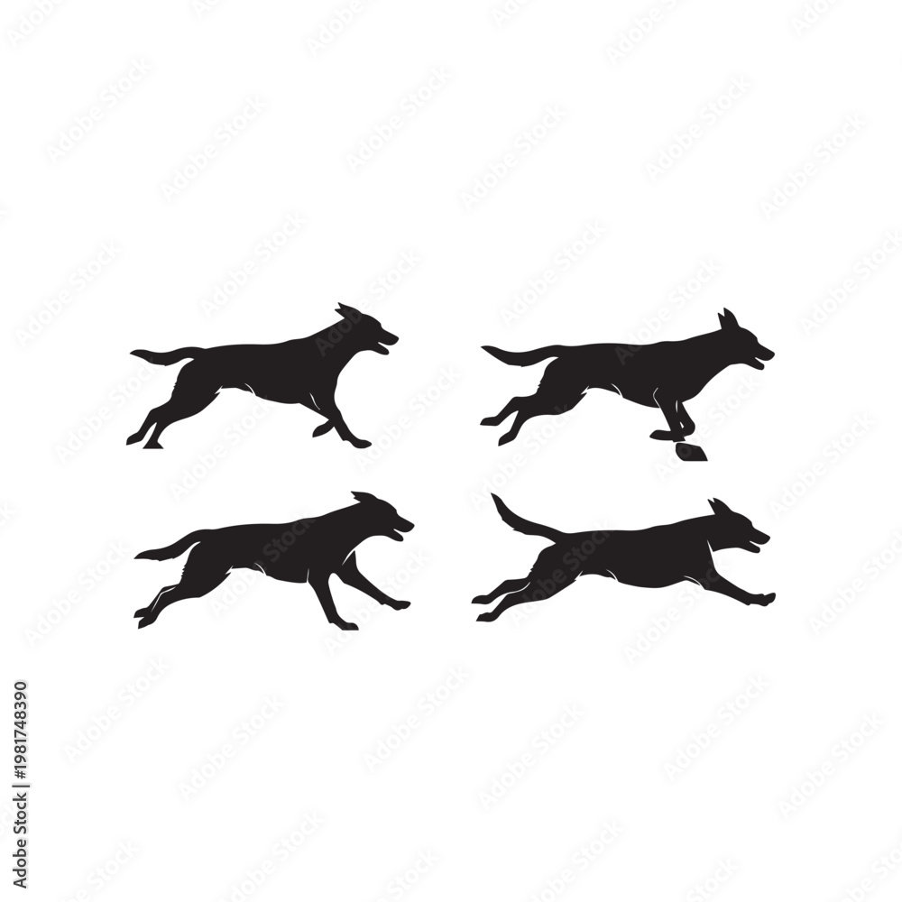 Fototapeta premium dog set silhouette ,dog set silhouette images ,dog set silhouette svg ,dog silhouette png
