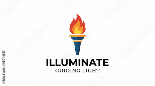 A striking logo featuring a vibrant flame atop a torch, embodying enlightenment, guidance, and inspiration, perfect for educational or motivational organizations.