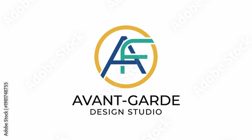 This image showcases a modern avant-garde logo for a design studio, emphasizing creativity and innovation, perfect for branding contemporary art and design businesses.