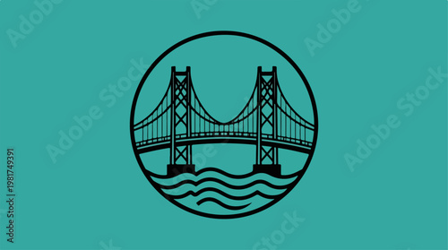 Golden Gate Bridge Icon Logo Design.