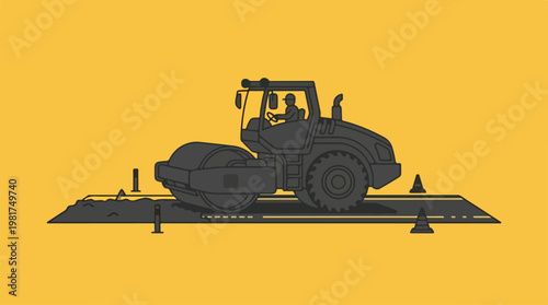 Heavy Road Roller Construction Equipment Machine.