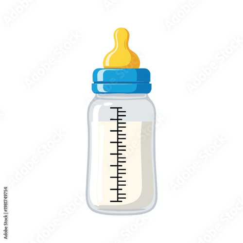 Baby Bottle with Milk for Infant Feeding Baby Care and Nutrition Concept