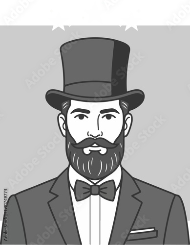 Illustration of a bearded man.