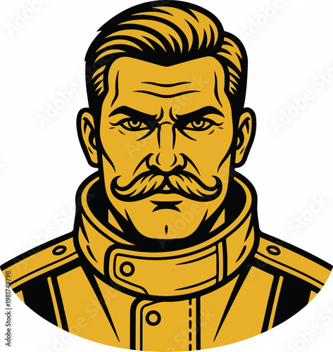 Illustration of a man with mustache.
