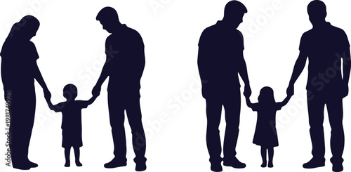 Two families holding hands in a heartwarming silhouette display of unity and support