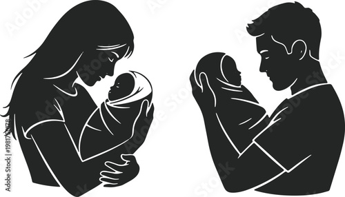 Parental bond illustrated through breastfeeding and bottle-feeding a newborn baby