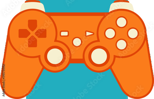 Orange video game controller closeup.