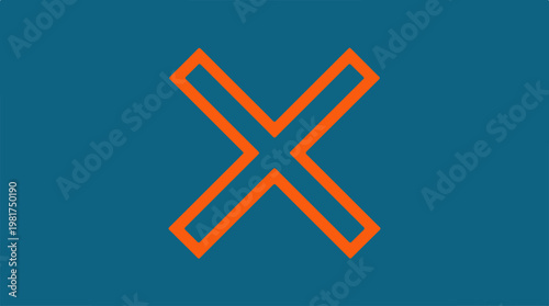 Orange X Mark Symbol Icon.