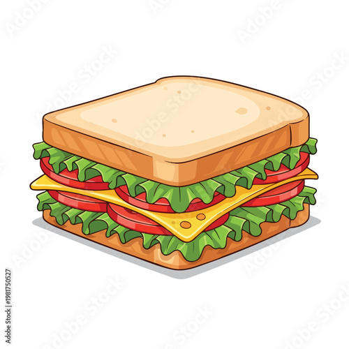 Delicious Multi Layered Sandwich with Fresh Vegetables and Cheese