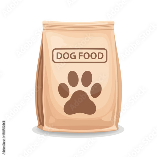 Dog Food Package with Paw Print Design for Pet Nutrition and Care