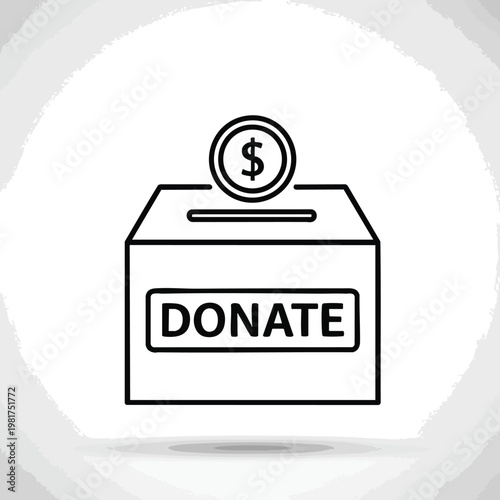 Simple Donation Box with Coin for Fundraising and Charitable Giving