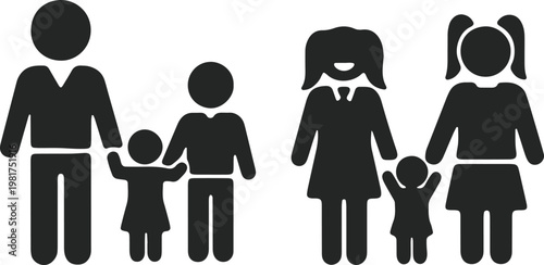 Two different family structures holding hands in a united manner