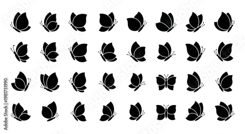 Collection of various butterfly silhouettes.