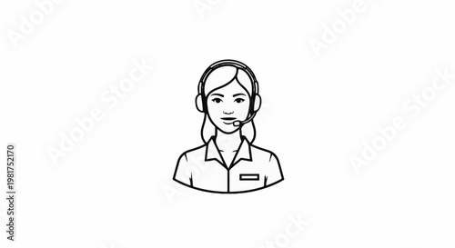 Line art of a person with a headset, likely a customer service representative