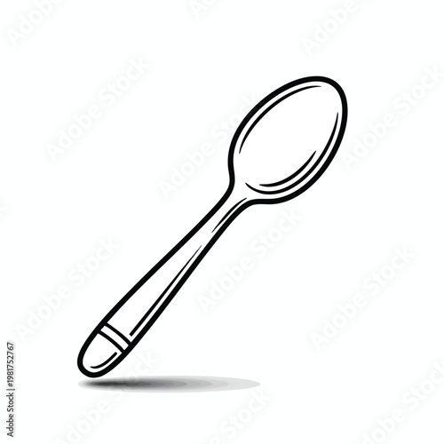 Minimalist Illustration of a Silver Spoon for Food and Dining Themes