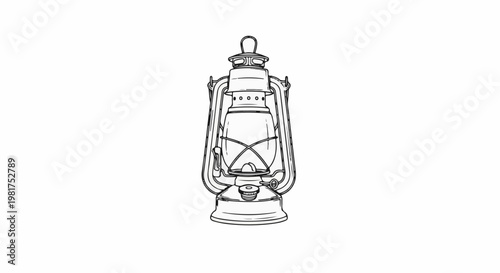 Hand-drawn sketch of a vintage kerosene lantern with a glass reservoir