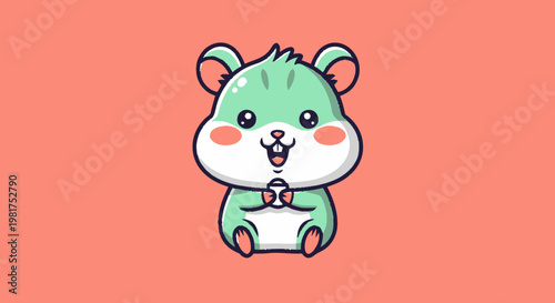 Adorable cartoon hamster with a cute smile and happy expression.