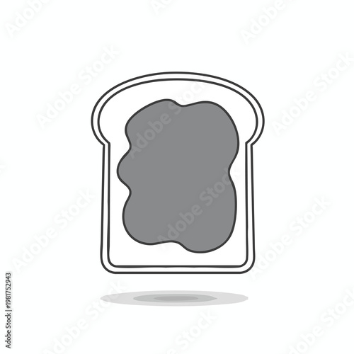 Freshly Toasted Bread Slice with Jam Spread on White Background