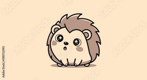 Adorable cartoon hedgehog with big eyes and surprised expression.