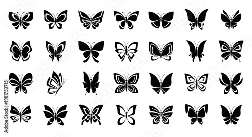 Collection of various butterfly silhouettes.
