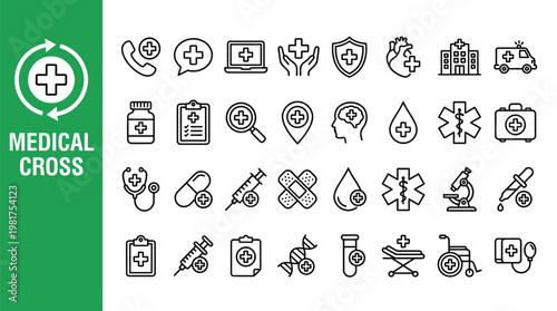 Comprehensive medical icons set healthcare symbols and illustrations for various medical applications and services