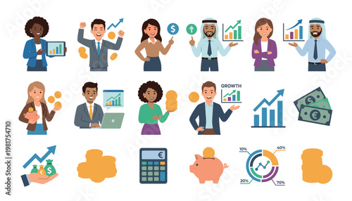 Business people working with finance statistics.