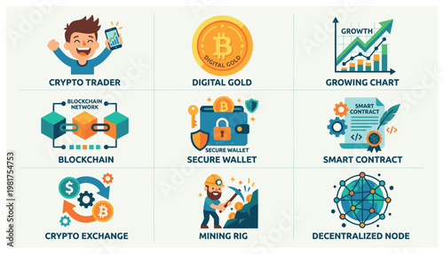 Cryptocurrency and blockchain technology concepts.