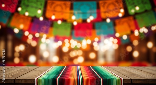 Vibrant cinco de mayo celebration colorful papel picado banners and festive decorations
