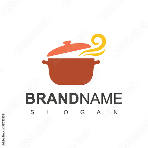 The logo showcases a pot with steam rising, embodying warmth and culinary delights. Perfect for restaurants, cooking classes, or food delivery services.