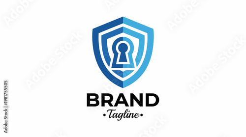 This strong logo design features a shield with a keyhole, symbolizing security, safety, and protection, emphasizing trust and reliability for a reputable business brand.