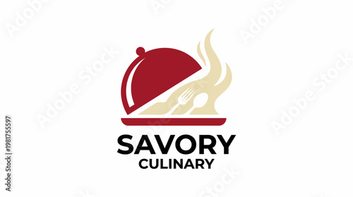 This logo showcases an elegant cloche design, symbolizing savory culinary experiences, making it ideal for catering businesses or gourmet food services.